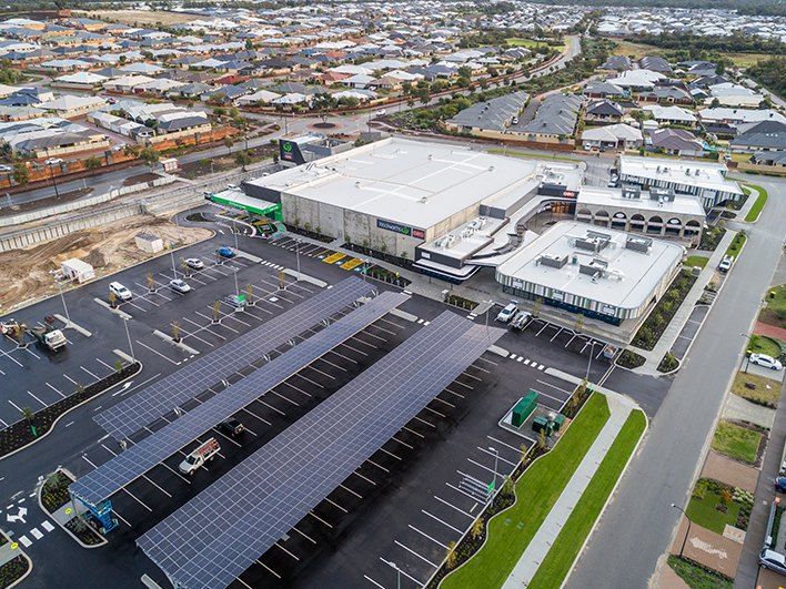 Woolworths Brooklane Shopping Centre, The Broadway, Ellenbrook, BWS, Tenancies, Project, Capstone Construction, Carpark, Primewest, Neighbourhood, Retail Development, Aerial, Woolworths Page