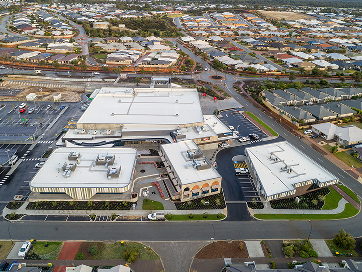 Woolworths Brooklane Shopping Centre, The Broadway, Ellenbrook, BWS, Tenancies, Project, Capstone Construction, Carpark, Primewest, Neighbourhood, Retail Development, Aerial, Woolworths Page