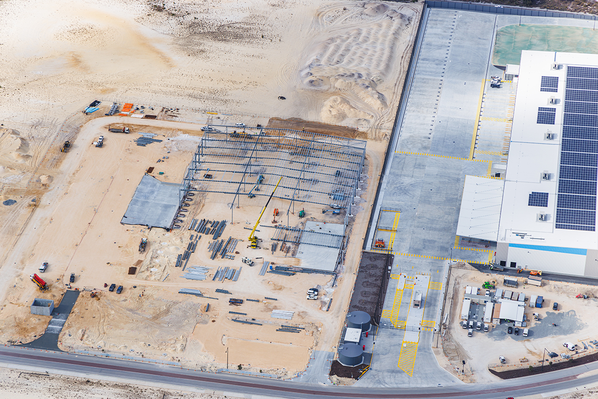 Marley Spoon Refrigeration Warehouse Facility, 517A Centurion Place, Jandakot, Perth, Western Australia, Design & Construct Project, Capstone Construction, Warehouse, Office, Loading Dock, Carpark Ecologically Sustainable Development, 4-star NABERS rating, Development, Aerial, Marley Spoon Page