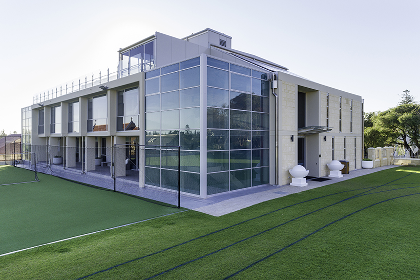 PLC Wellness Centre, Peppermint Grove, Perth, Western Australia, Perkins TPD Education Project, Holistic, Health, Fitness, Program, Services, Presbyterian Ladies College, Exterior, Gymnasium, Aerial