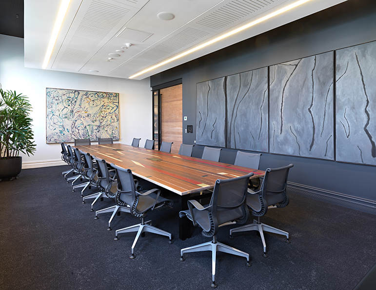 Primewest Management Offices, Centuria, 307 Murray Street, Perth, Western Australia, structural upgrade, services refit and fit-out of a heritage building on Murray Street for Centuria's new Head Office, boardroom, Perkins TPD