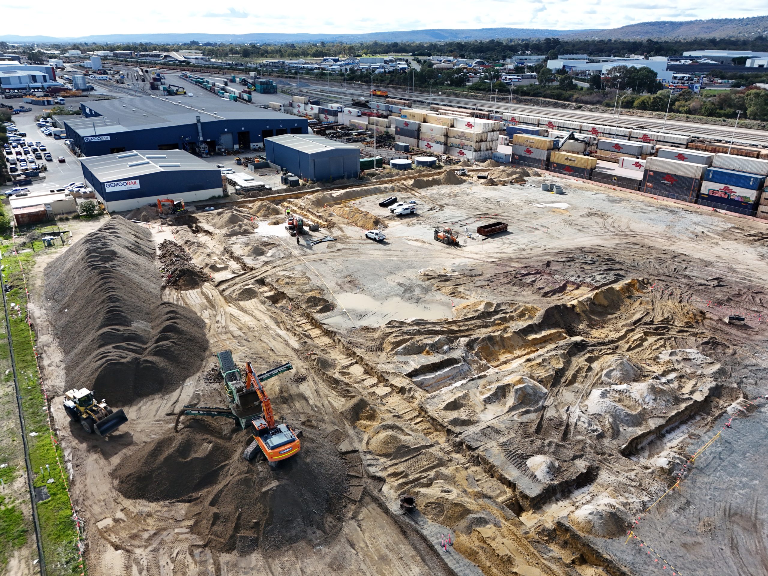 SCT Refrigeration Facility, 850 Abernethy Road, Forrestfield, Perth, Western Australia, Capstone Construction, Logistics, Industrial Warehouse, Design & Construct Project, Workshop, Carpark Hardstands, Development, Supply Chain, Aerial, Earthworks