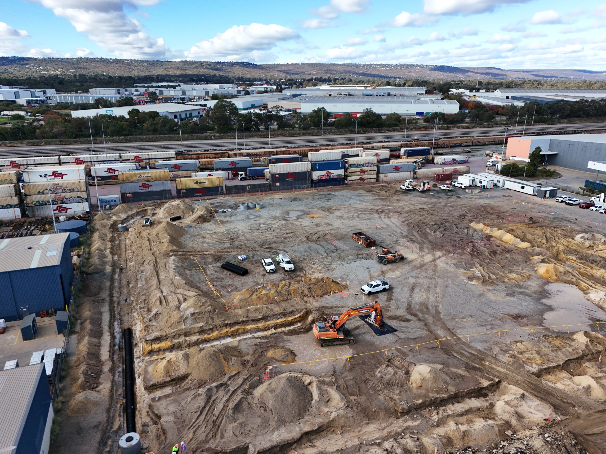SCT Refrigeration Facility, 850 Abernethy Road, Forrestfield, Perth, Western Australia, Capstone Construction, Logistics, Industrial Warehouse, Design & Construct Project, Workshop, Carpark Hardstands, Development, Supply Chain, Aerial, Earthworks